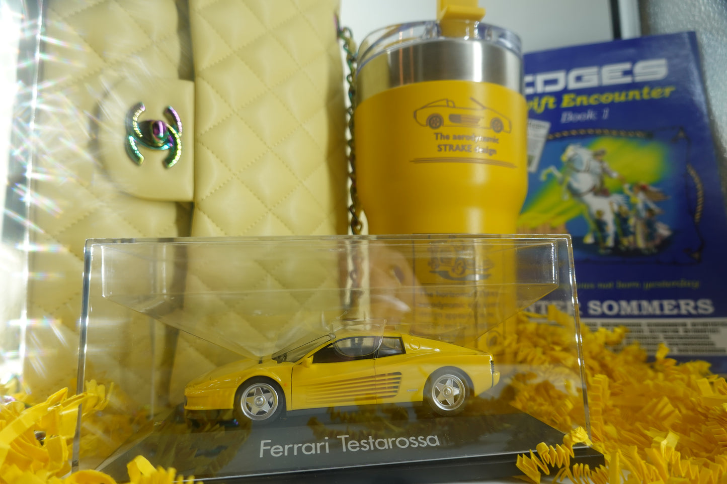 22oz Pelican Tumbler + Ferrari Model Car + Books - Sunny Adventure Gift Set for Car Lovers (Limited Edition)