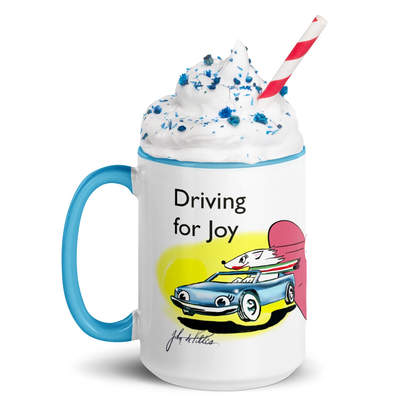 Taza Medio Corazón Lady Dog Driving for Joy
