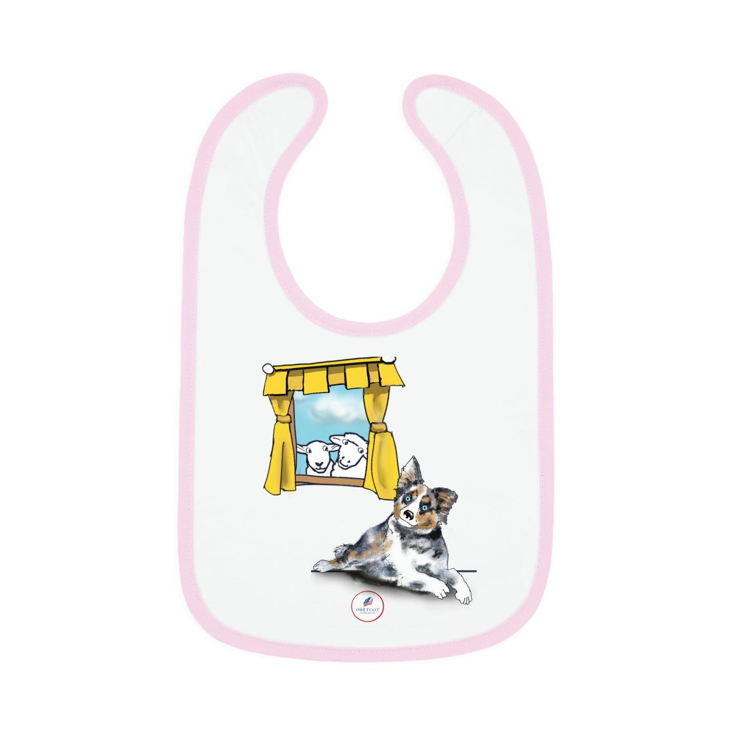 Baby Contrast Trim Jersey Bib AUSTRAILIAN SHEPHERD