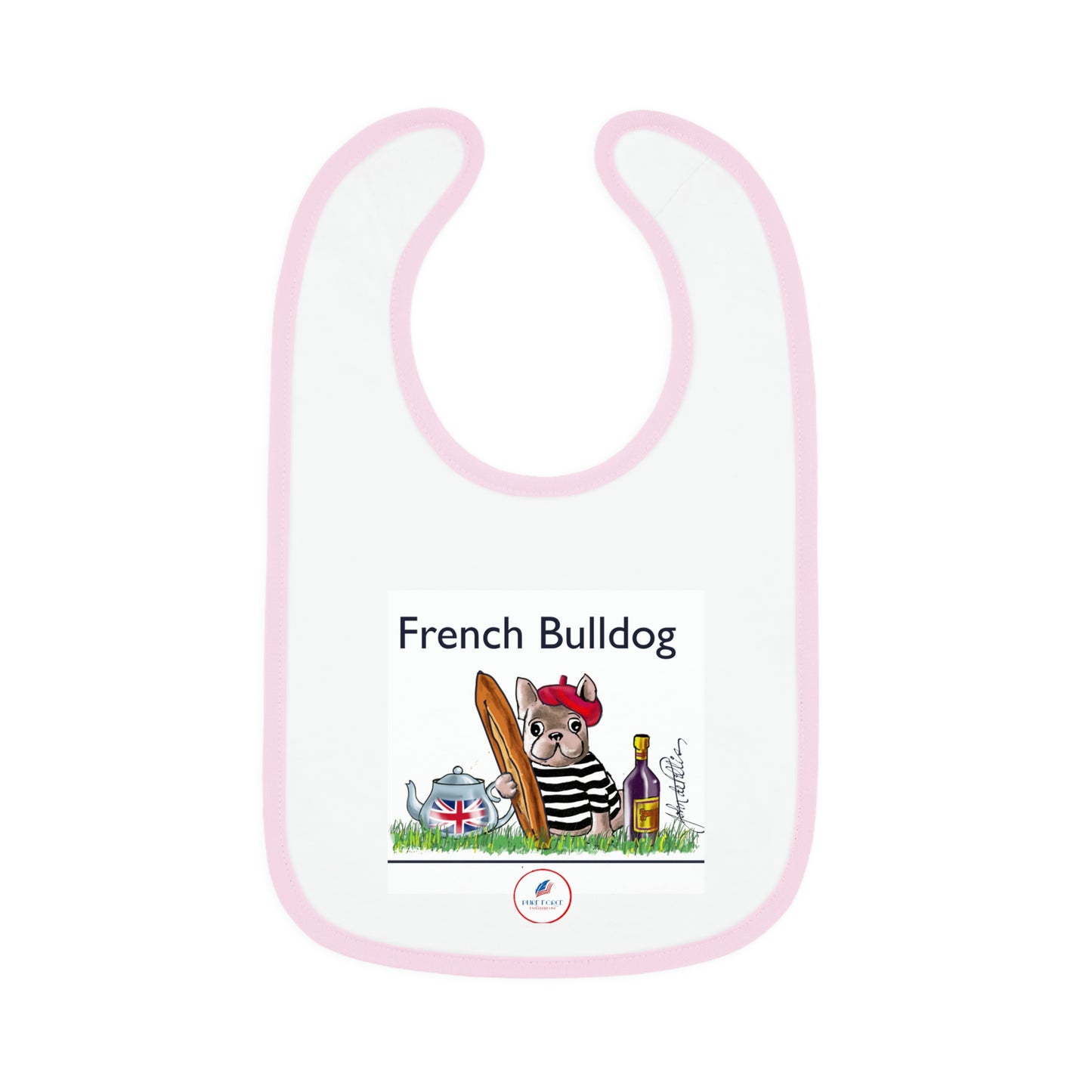 Baby Contrast Trim Jersey Bib FRENCH BULLDOG