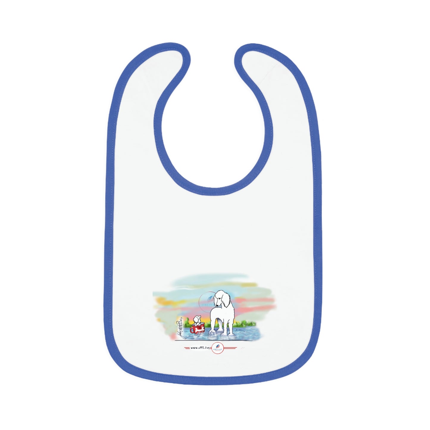 Baby Contrast Trim Jersey Bib POODLE