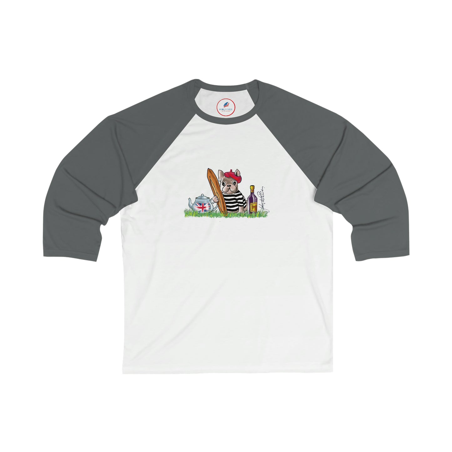 Dog Unisex 3\4 Sleeve Baseball Tee FRENCH BULLDOG