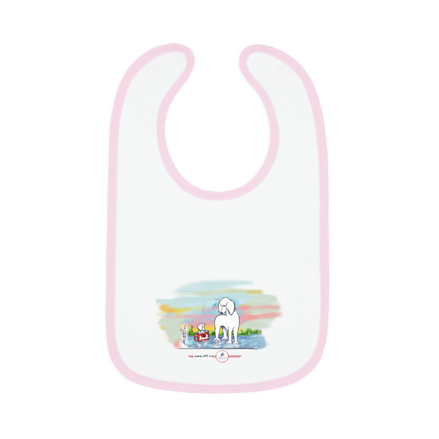 Baby Contrast Trim Jersey Bib POODLE