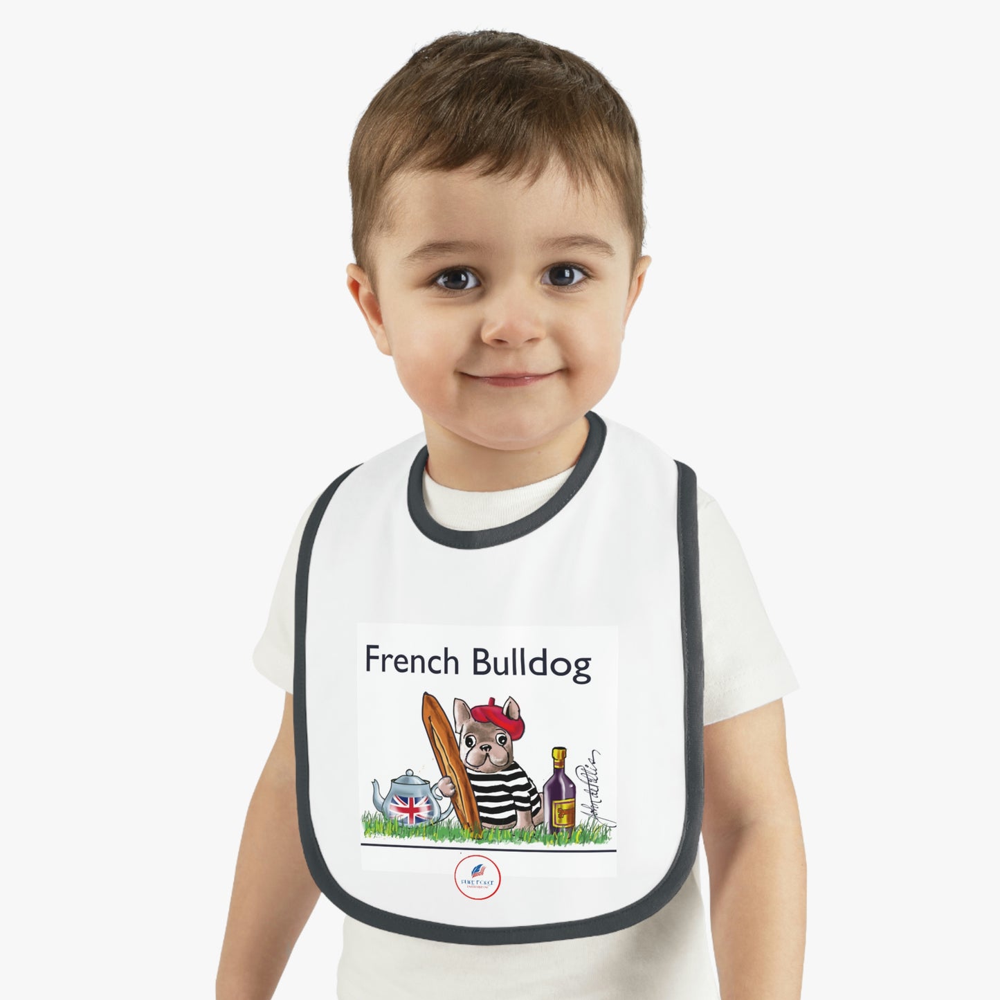 Baby Contrast Trim Jersey Bib FRENCH BULLDOG
