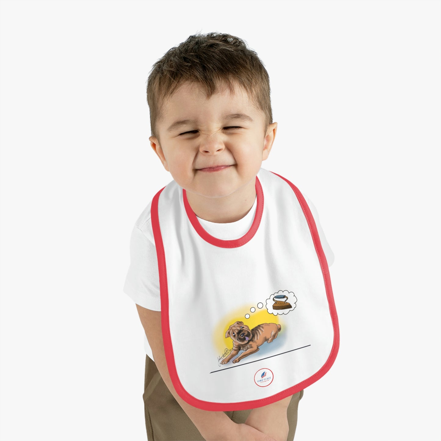 Baby Contrast Trim Jersey Bib SHAR-PEI
