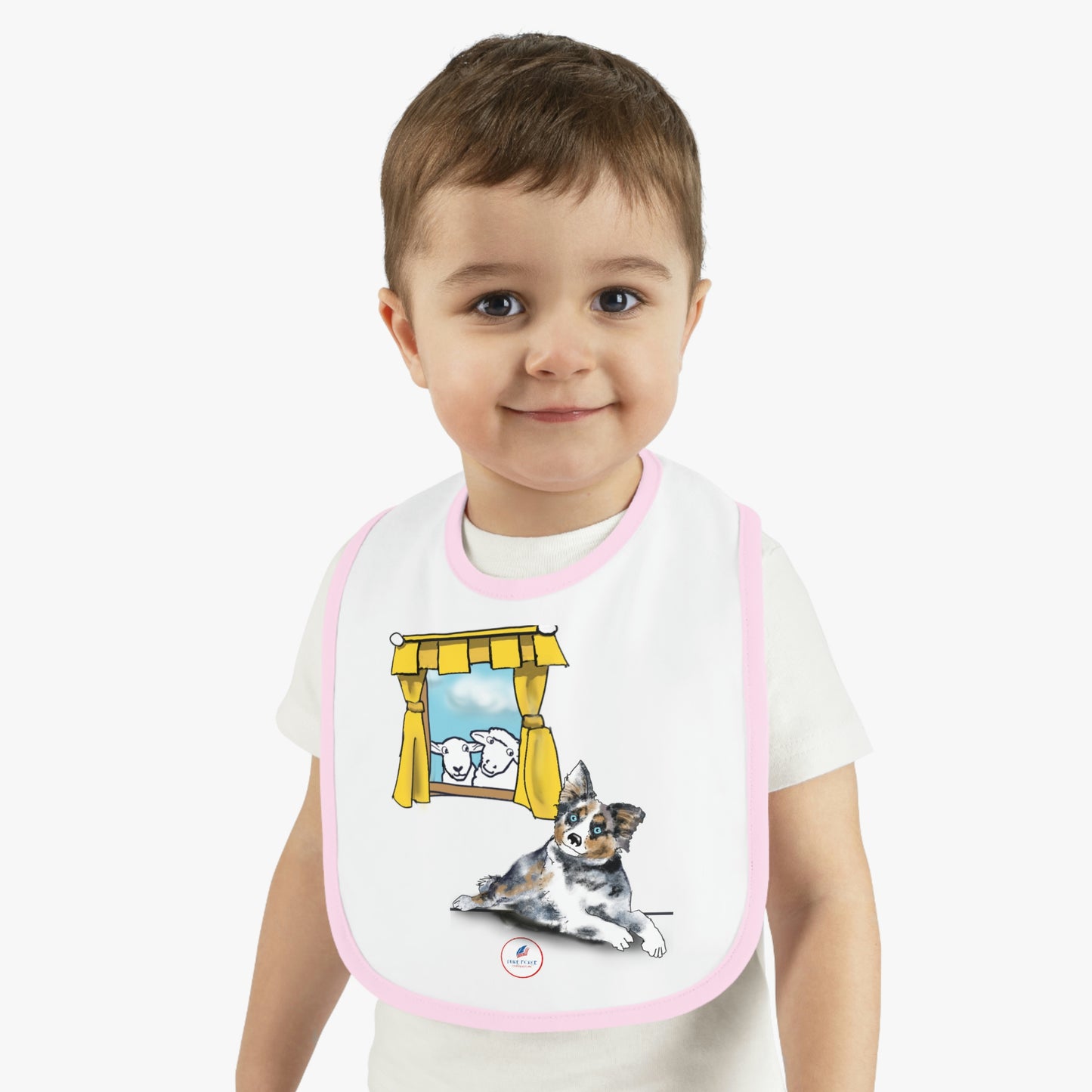 Baby Contrast Trim Jersey Bib AUSTRAILIAN SHEPHERD