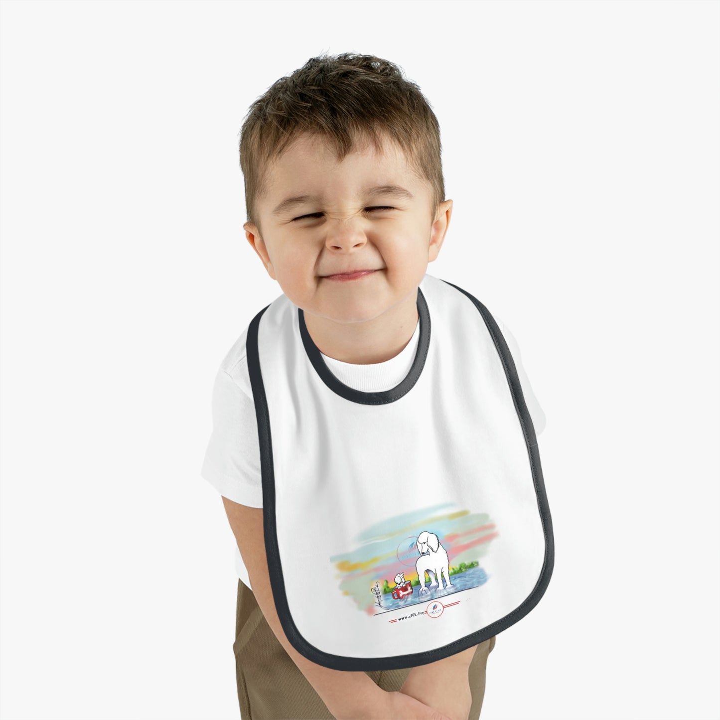 Baby Contrast Trim Jersey Bib POODLE