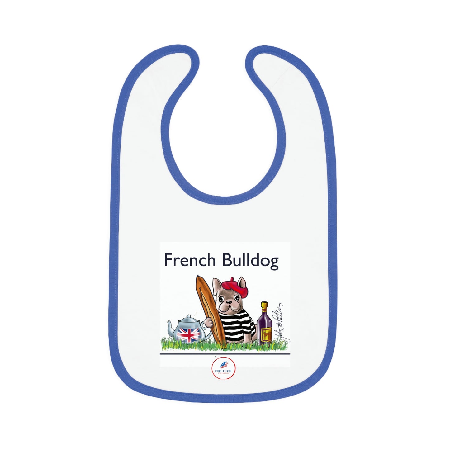Baby Contrast Trim Jersey Bib FRENCH BULLDOG