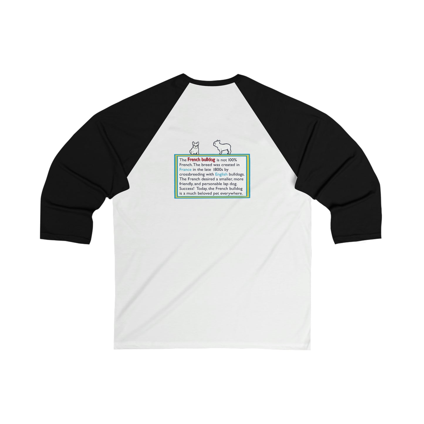 Dog Unisex 3\4 Sleeve Baseball Tee FRENCH BULLDOG