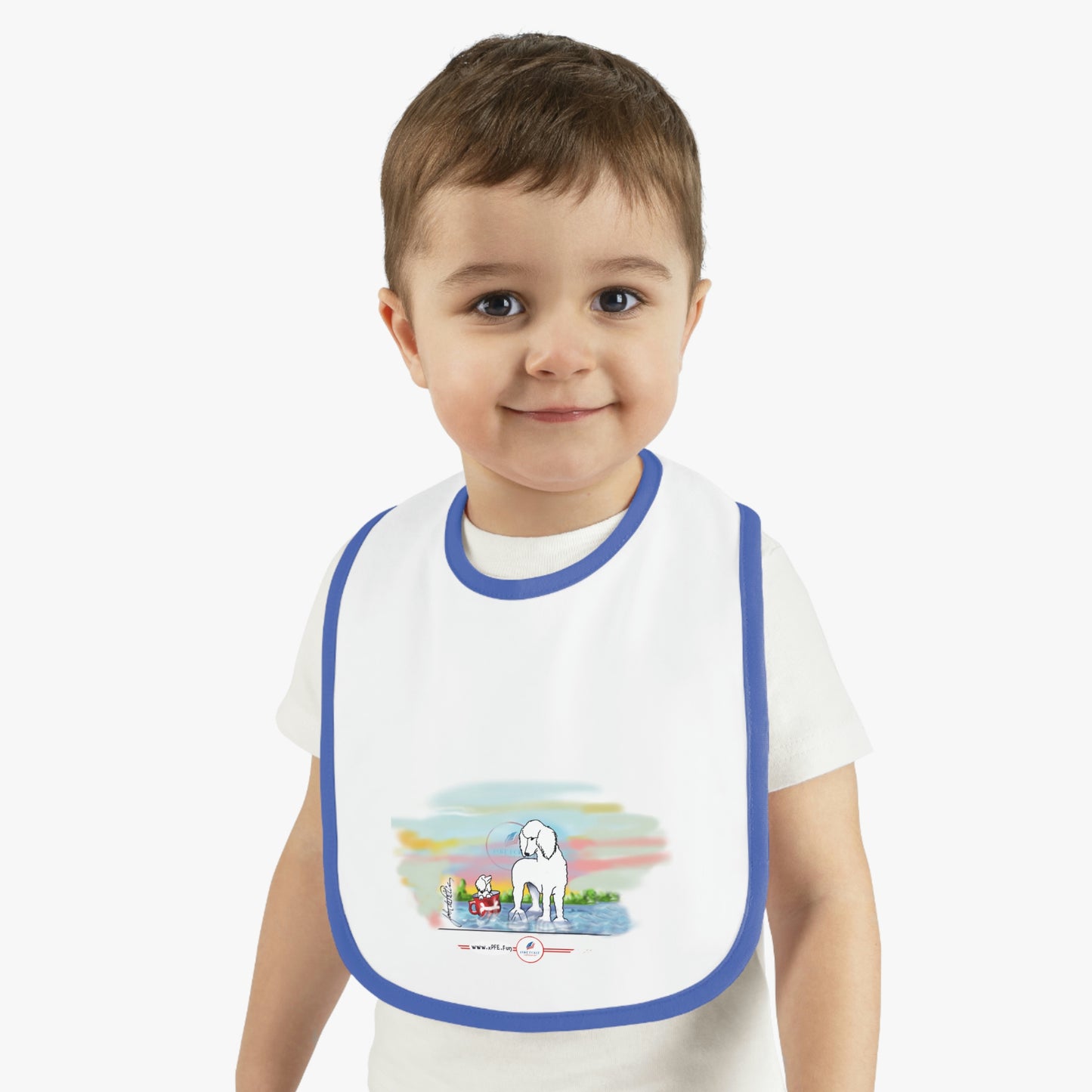 Baby Contrast Trim Jersey Bib POODLE