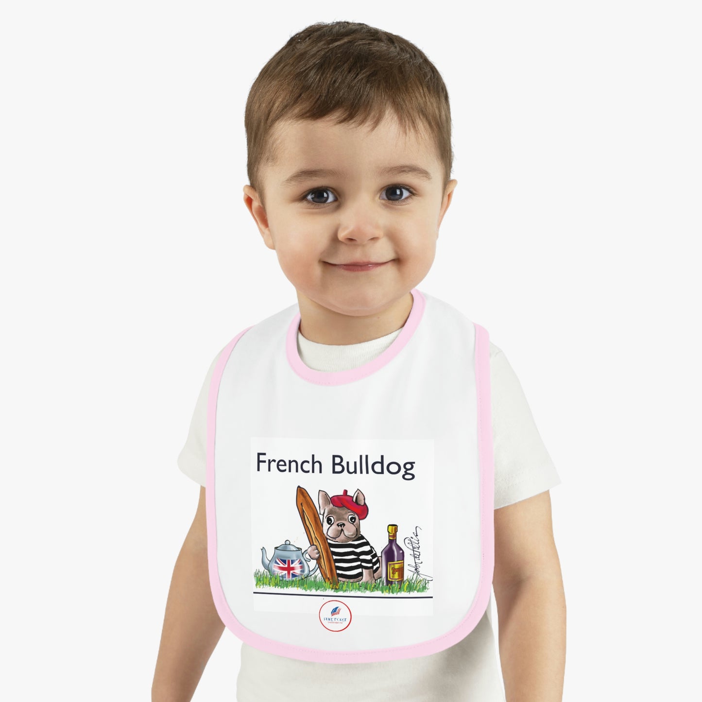 Baby Contrast Trim Jersey Bib FRENCH BULLDOG