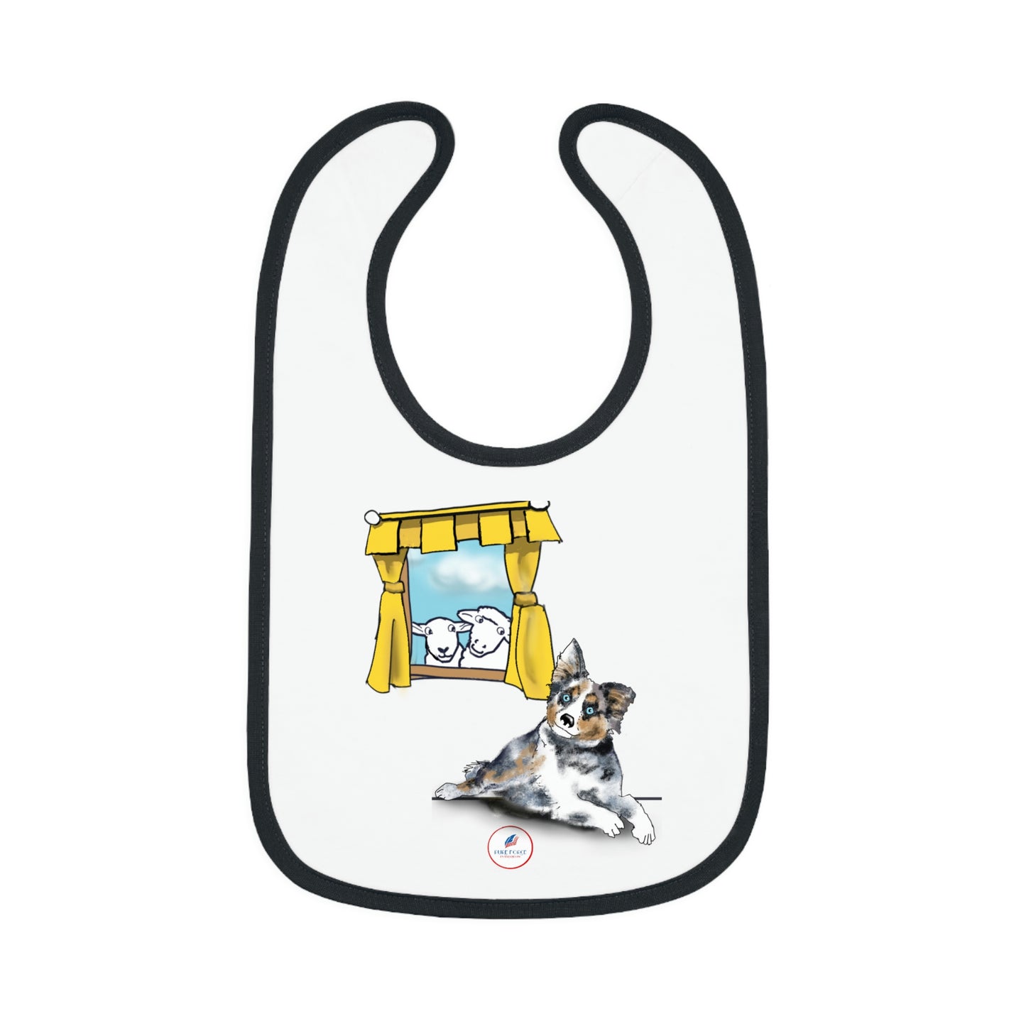 Baby Contrast Trim Jersey Bib AUSTRAILIAN SHEPHERD