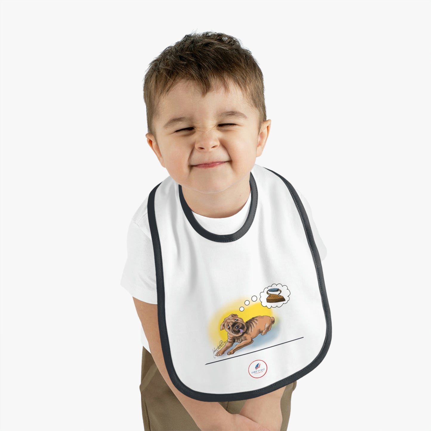 Baby Contrast Trim Jersey Bib SHAR-PEI