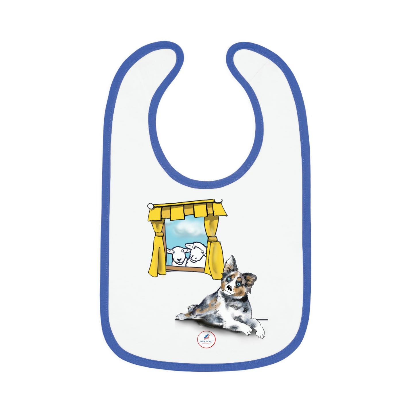 Baby Contrast Trim Jersey Bib AUSTRAILIAN SHEPHERD