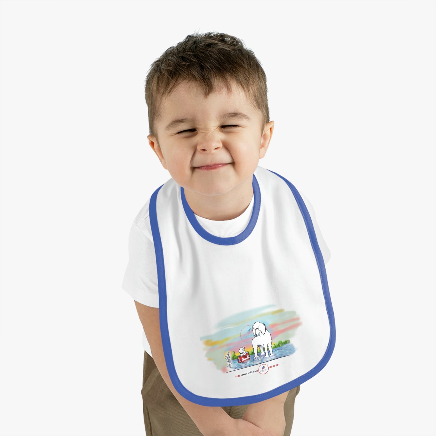 Baby Contrast Trim Jersey Bib POODLE