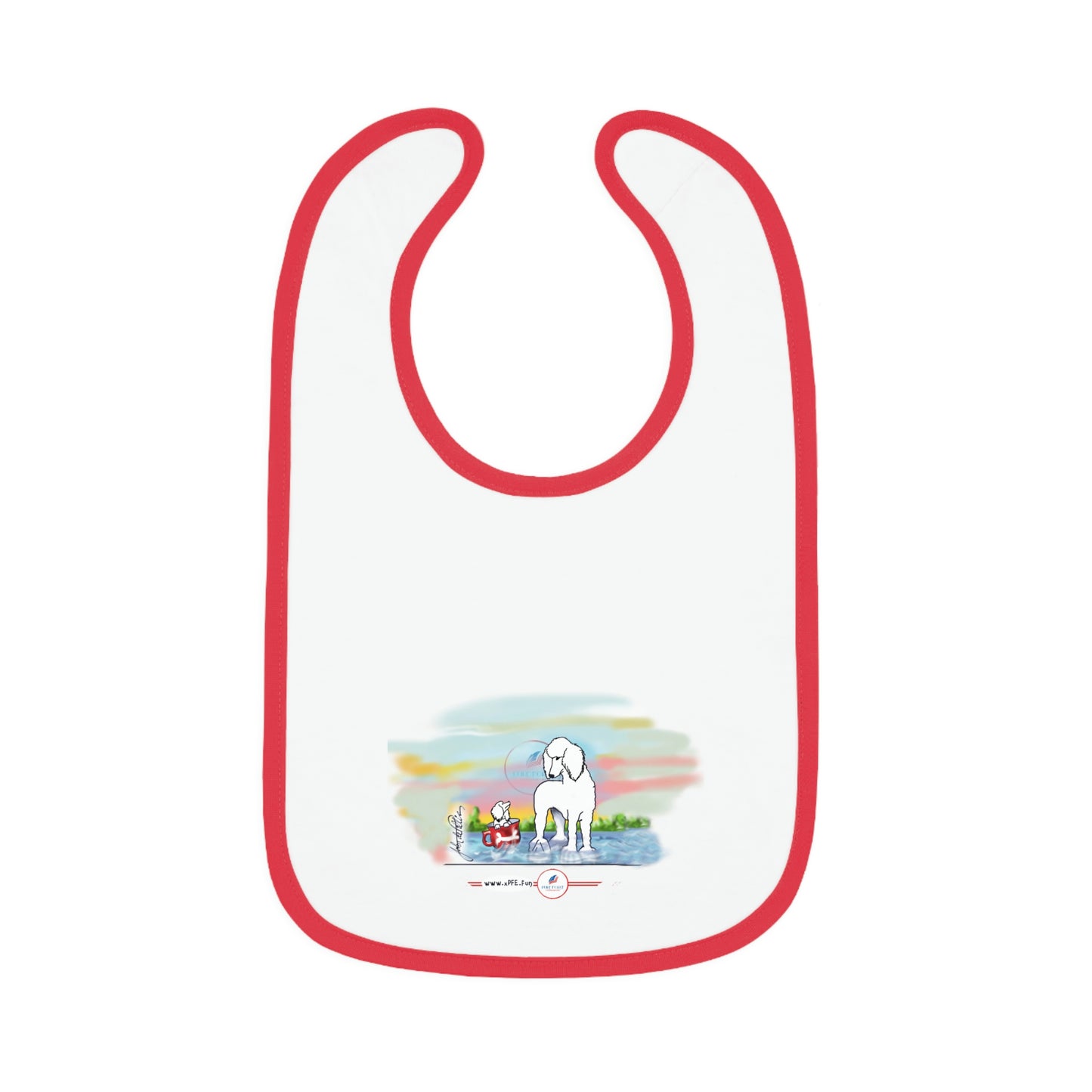 Baby Contrast Trim Jersey Bib POODLE