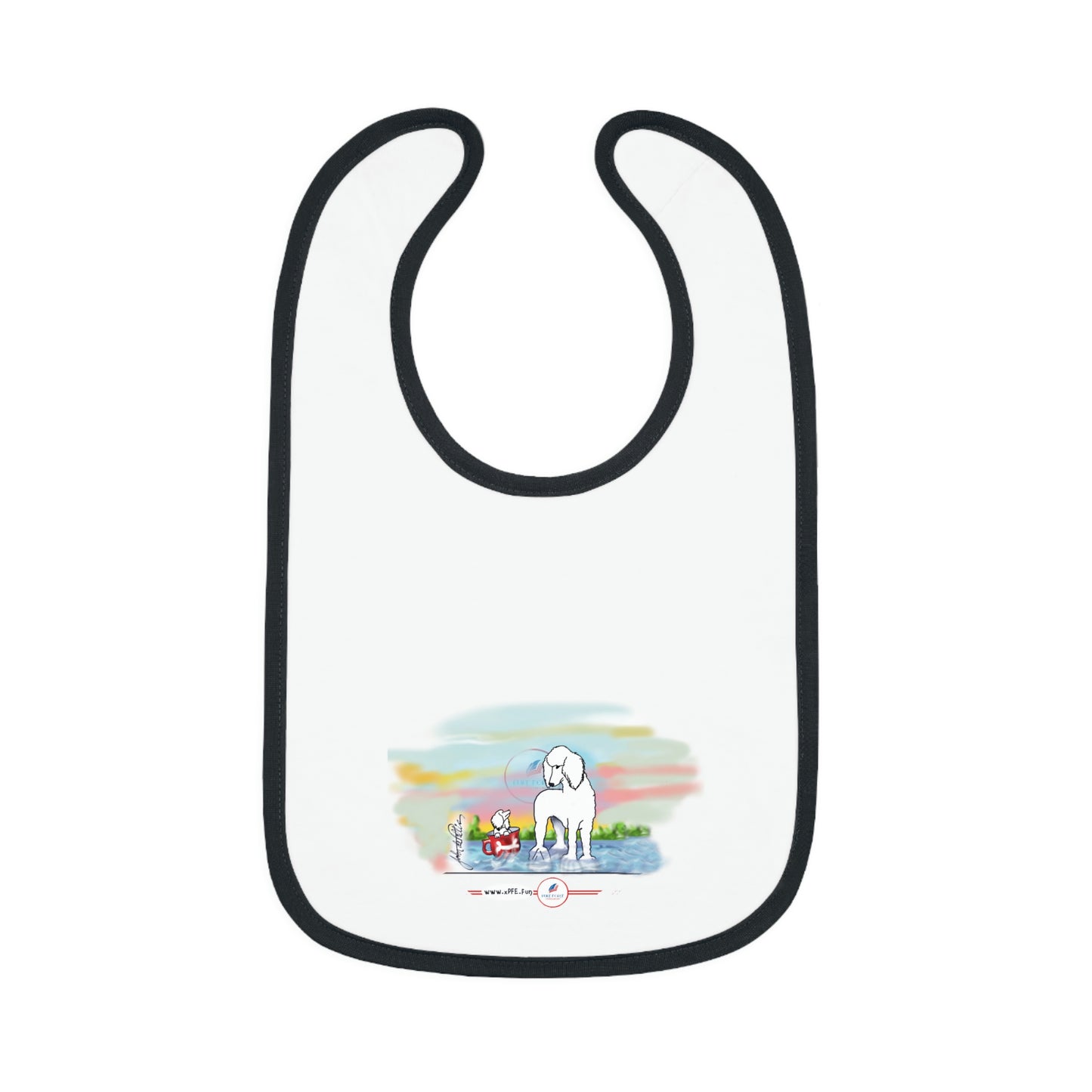 Baby Contrast Trim Jersey Bib POODLE