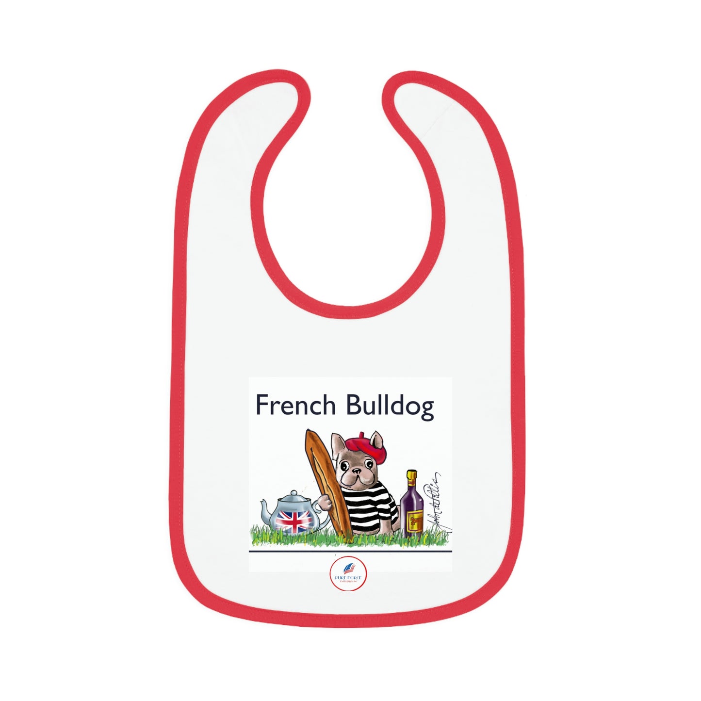 Baby Contrast Trim Jersey Bib FRENCH BULLDOG