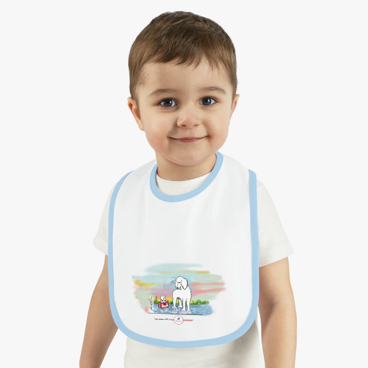 Baby Contrast Trim Jersey Bib POODLE