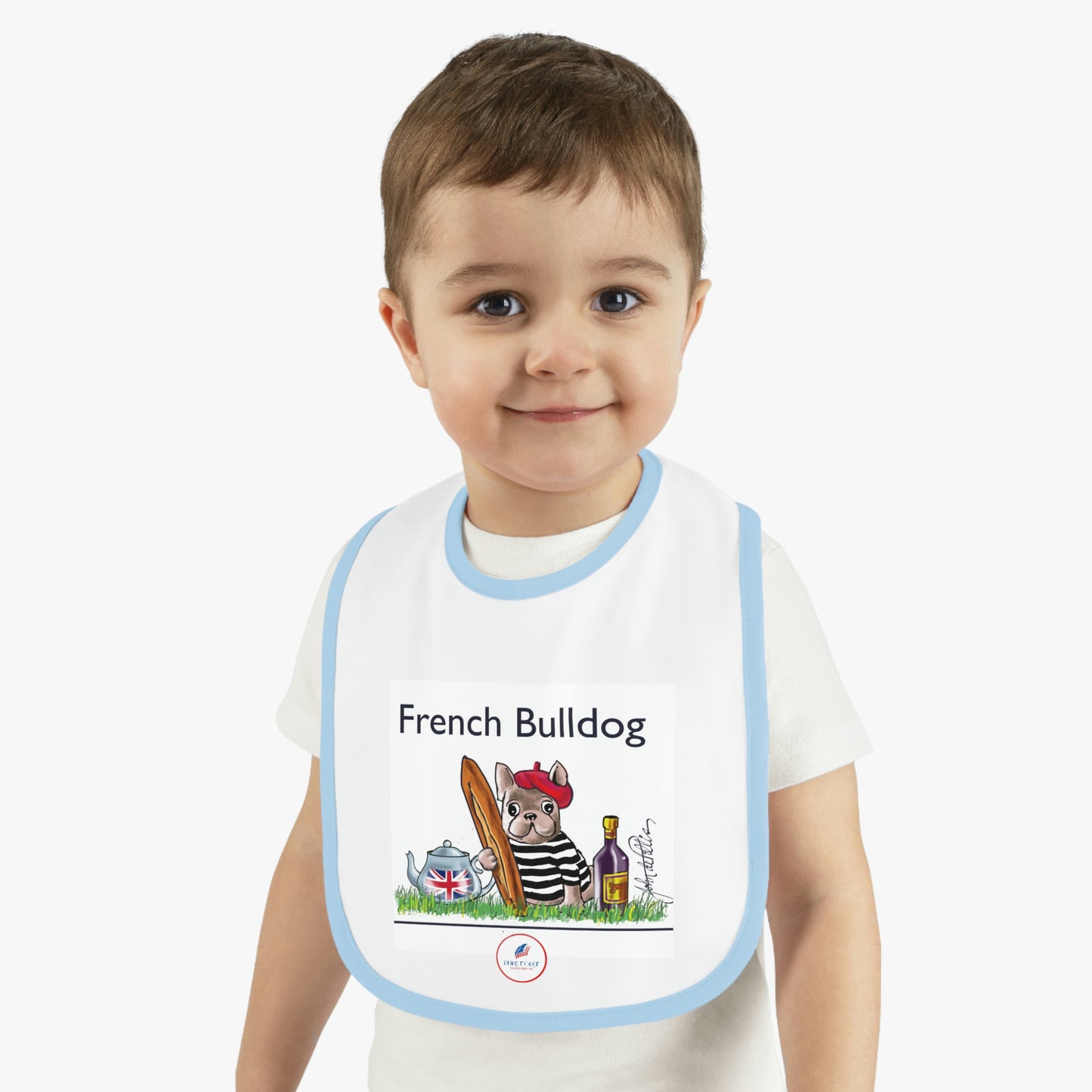 Baby Contrast Trim Jersey Bib FRENCH BULLDOG