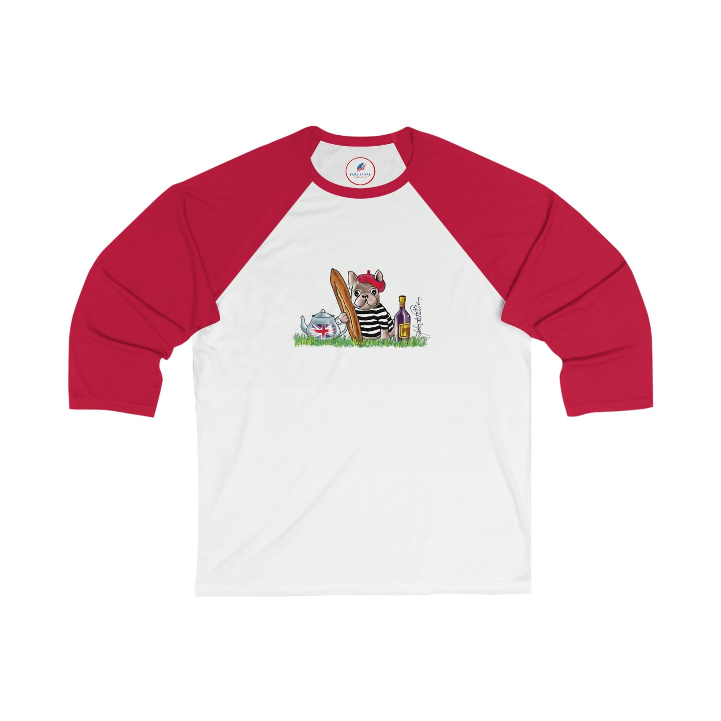 Dog Unisex 3\4 Sleeve Baseball Tee FRENCH BULLDOG