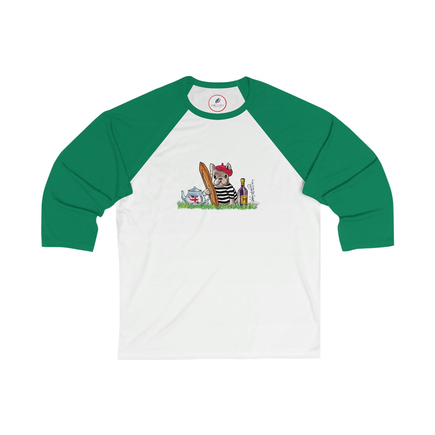 Dog Unisex 3\4 Sleeve Baseball Tee FRENCH BULLDOG