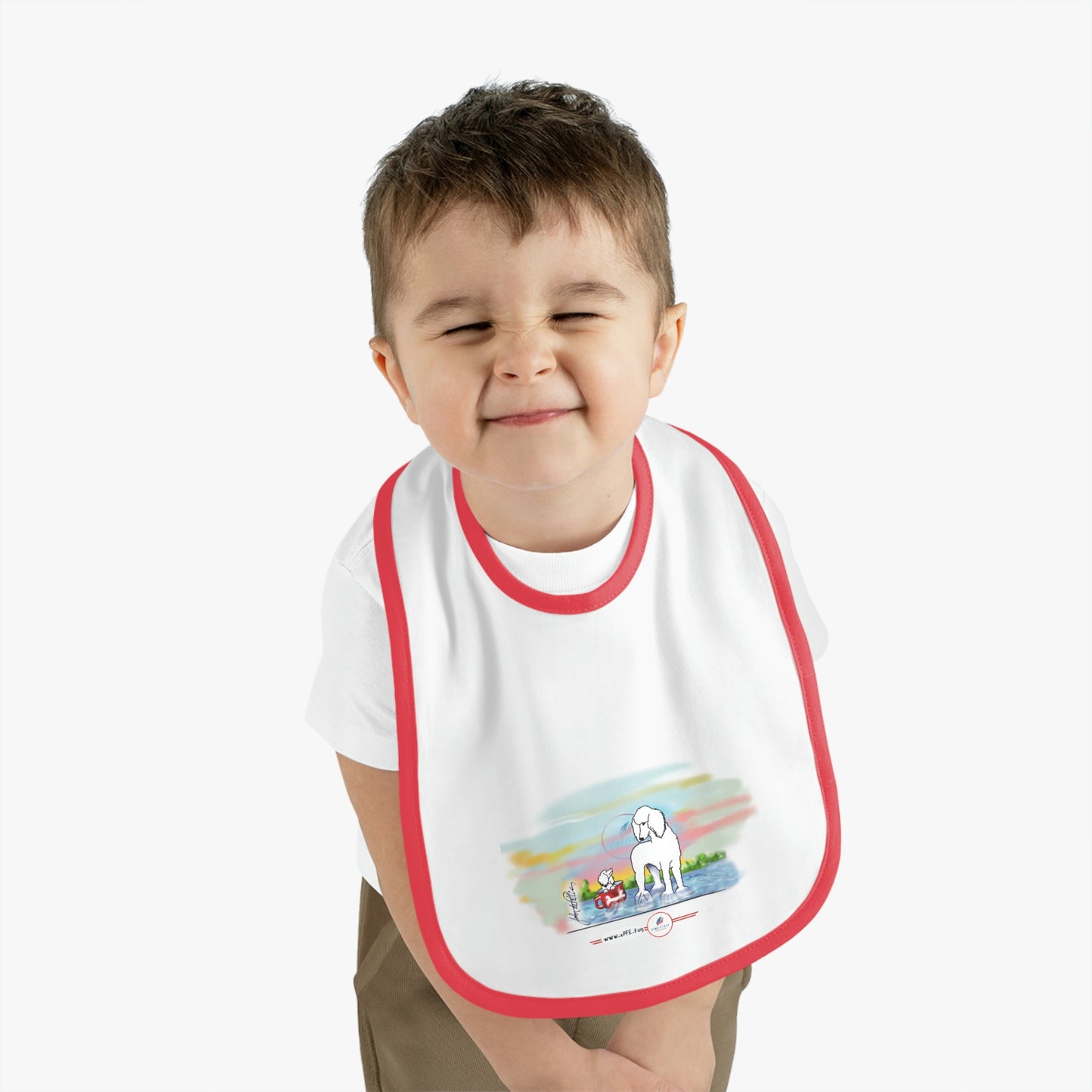 Baby Contrast Trim Jersey Bib POODLE