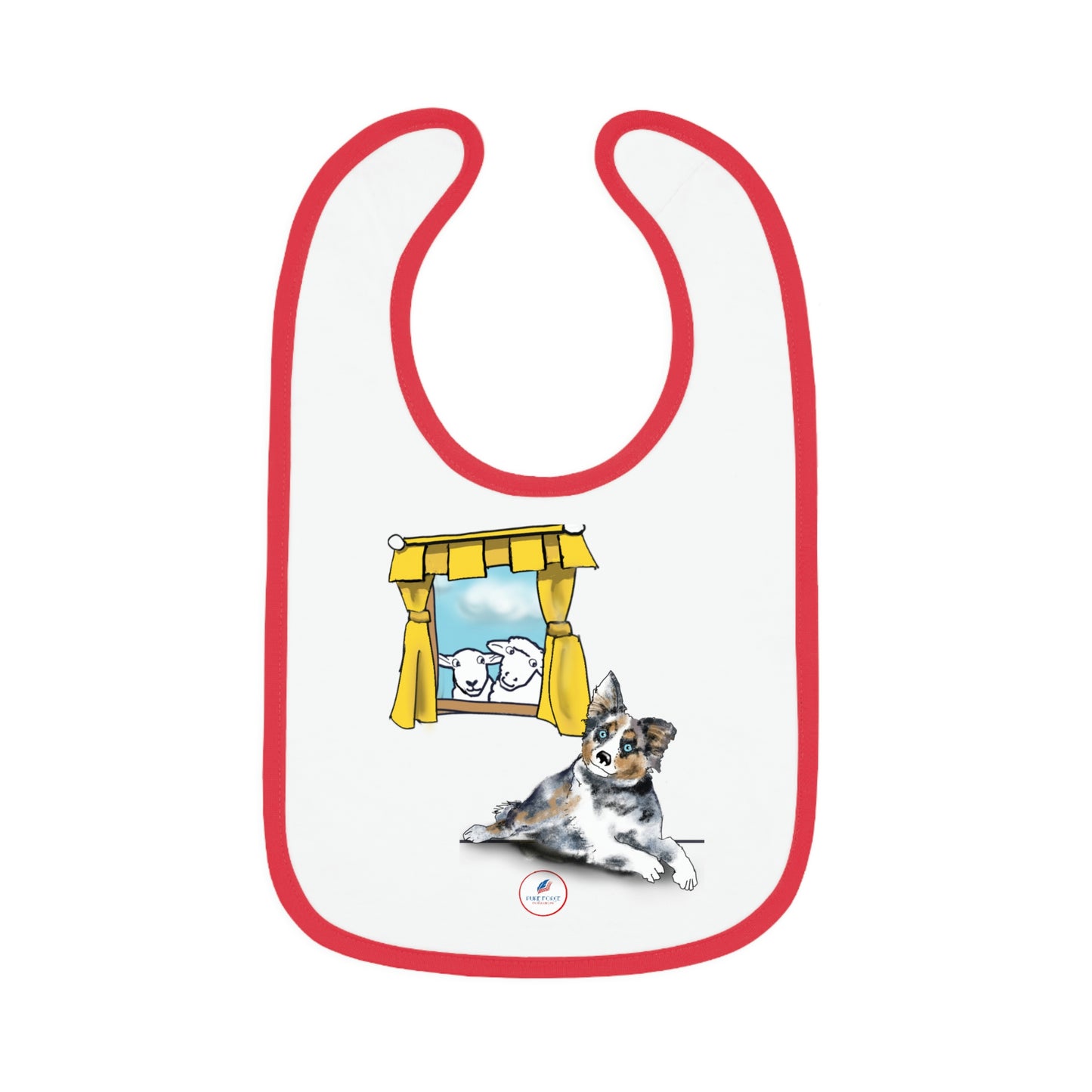 Baby Contrast Trim Jersey Bib AUSTRAILIAN SHEPHERD