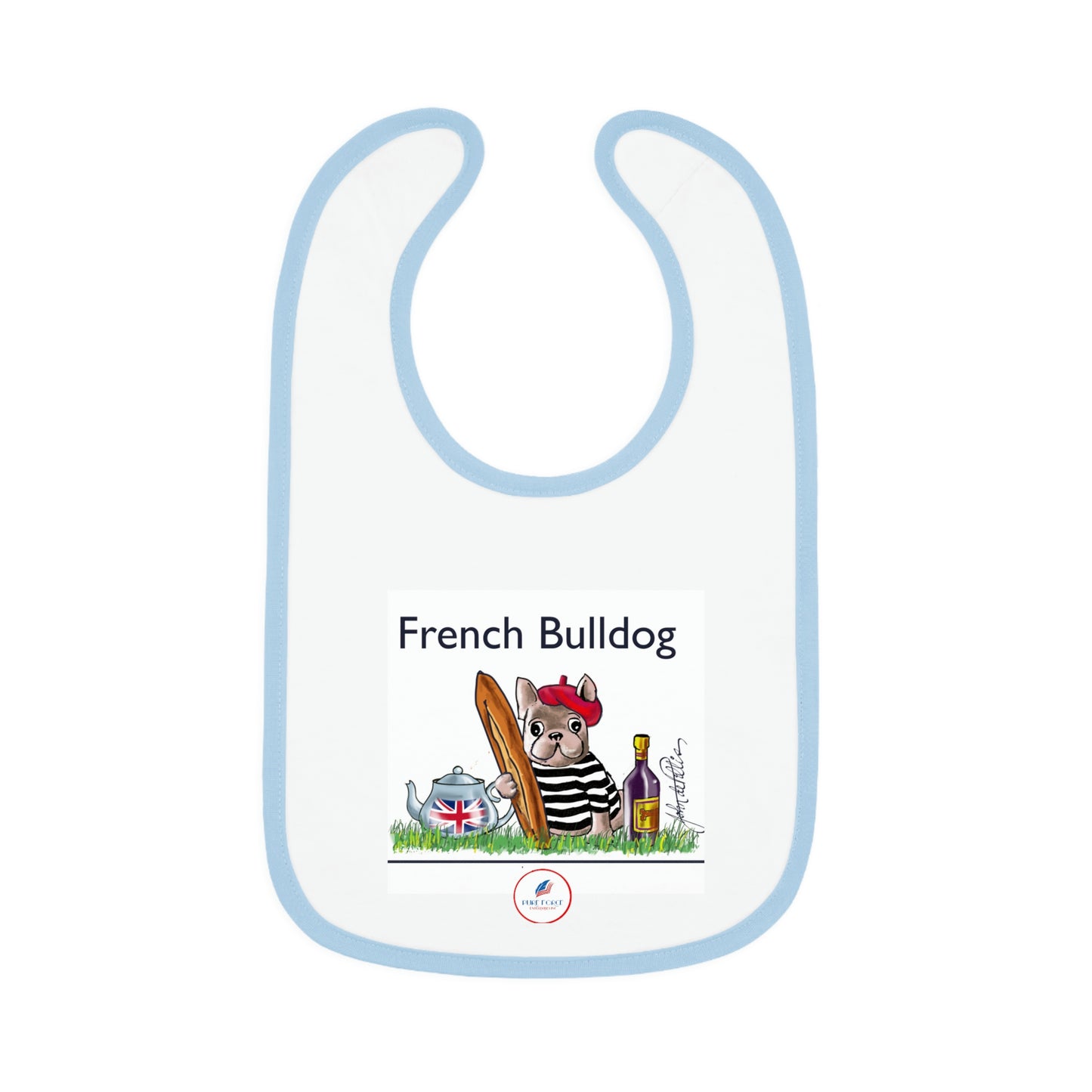 Baby Contrast Trim Jersey Bib FRENCH BULLDOG