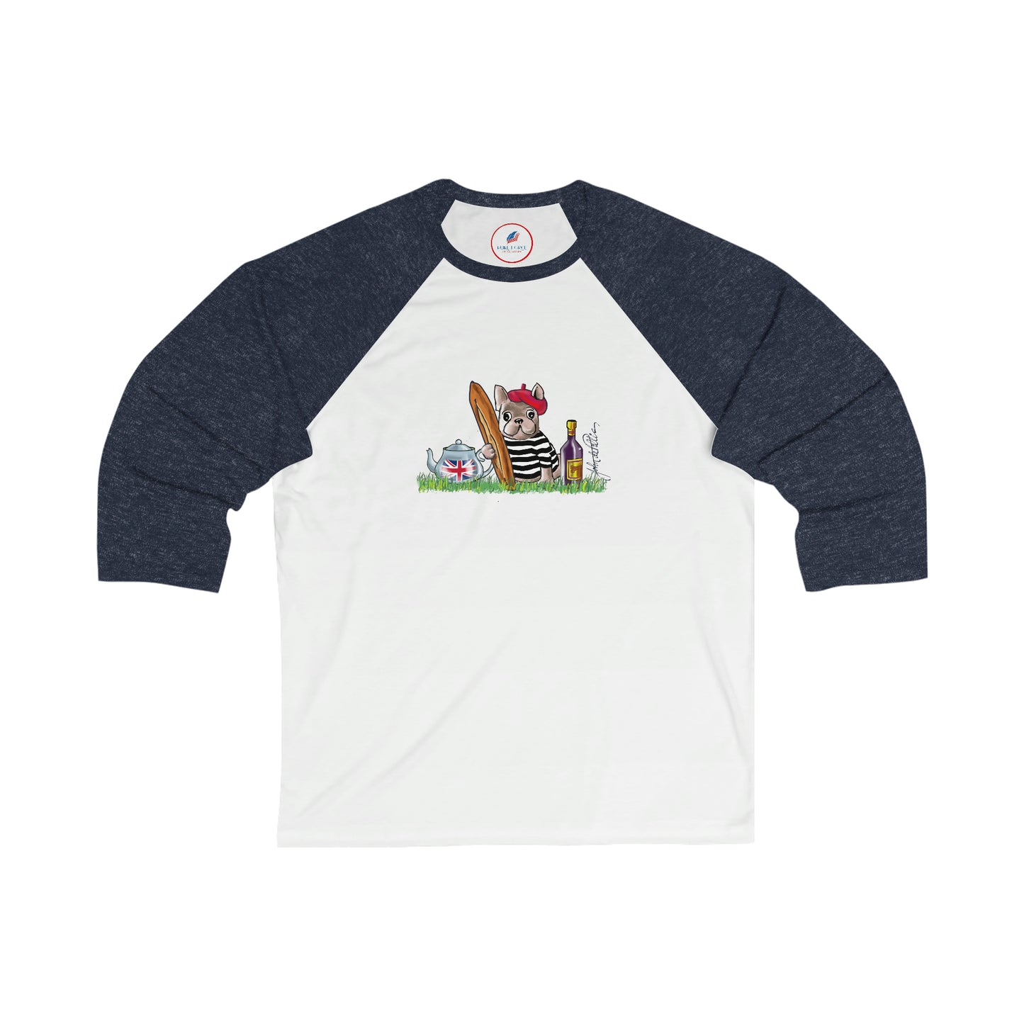 Dog Unisex 3\4 Sleeve Baseball Tee FRENCH BULLDOG