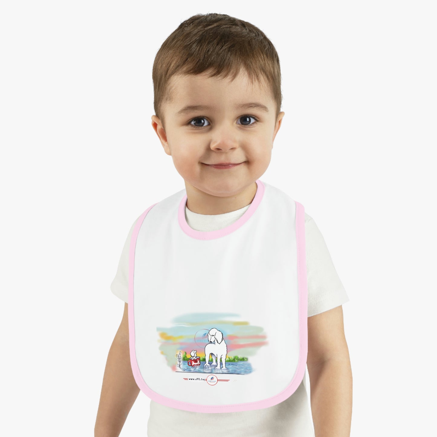 Baby Contrast Trim Jersey Bib POODLE