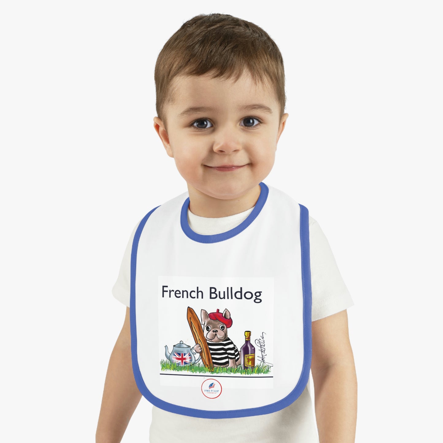 Baby Contrast Trim Jersey Bib FRENCH BULLDOG