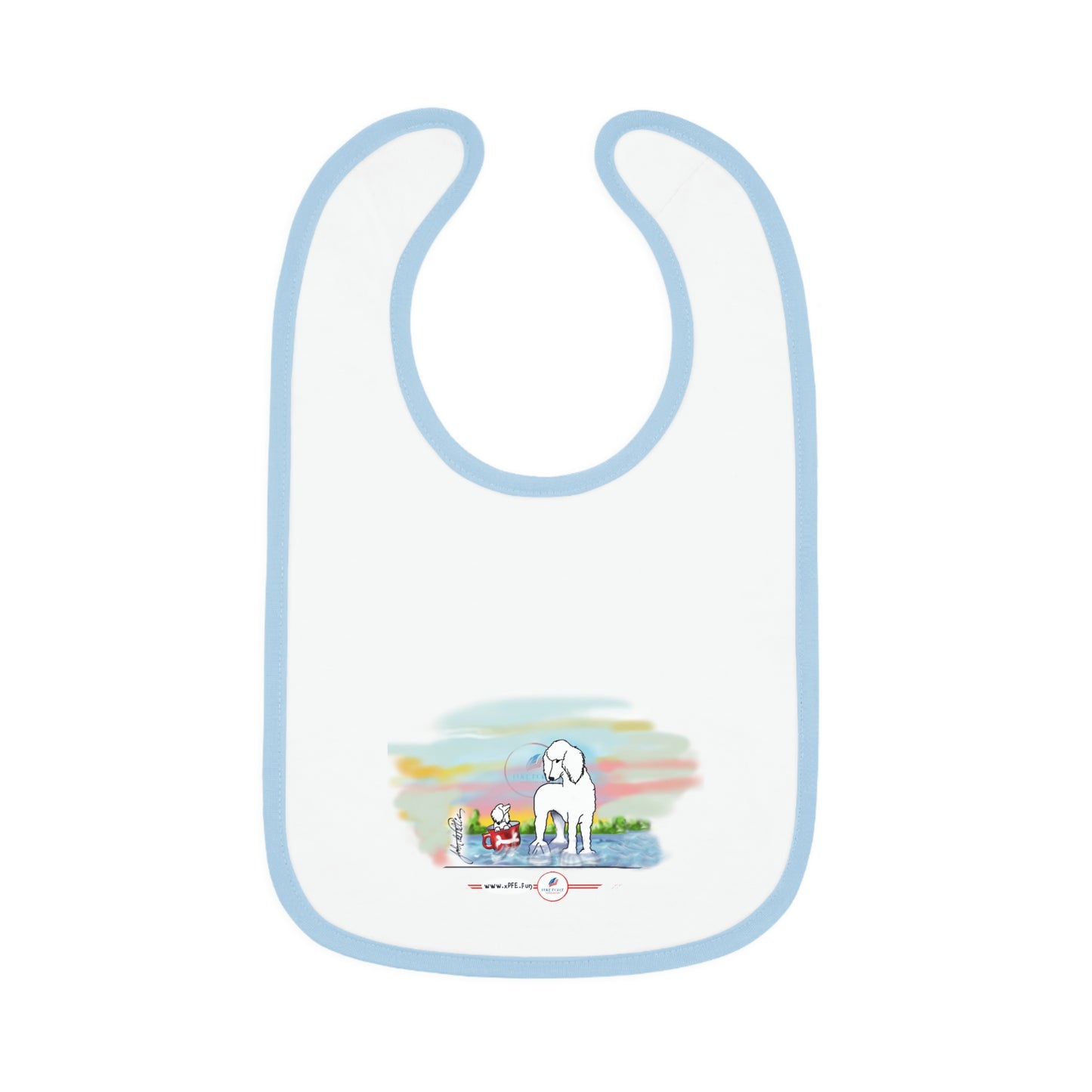 Baby Contrast Trim Jersey Bib POODLE