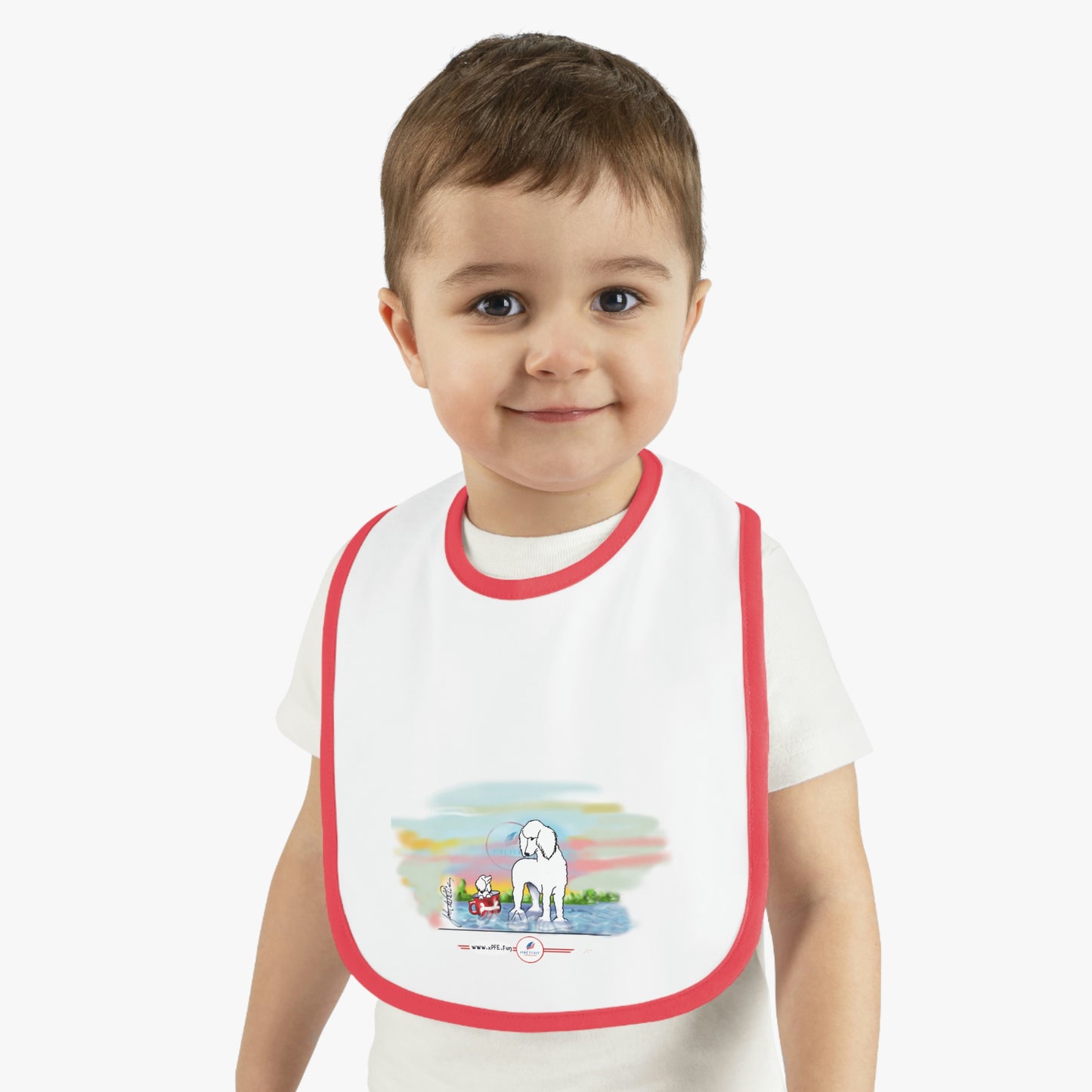 Baby Contrast Trim Jersey Bib POODLE