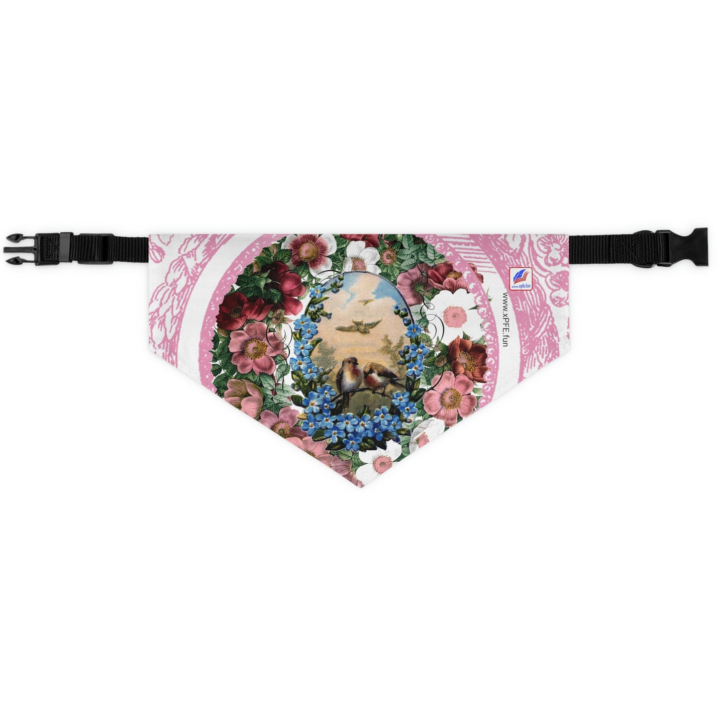 Pet Collar Bandana with clip ROMANTIC Love Birds